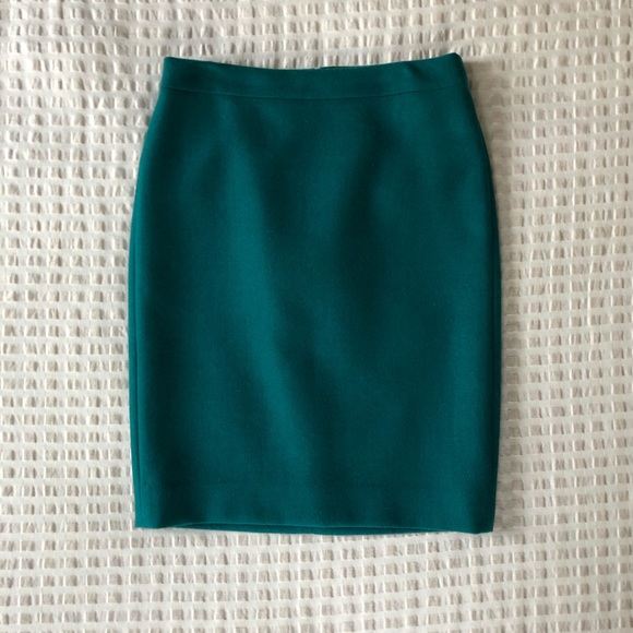 J. CREW teal No. 2 pencil skirt - 100% wool size 2 - Picture 1 of 5